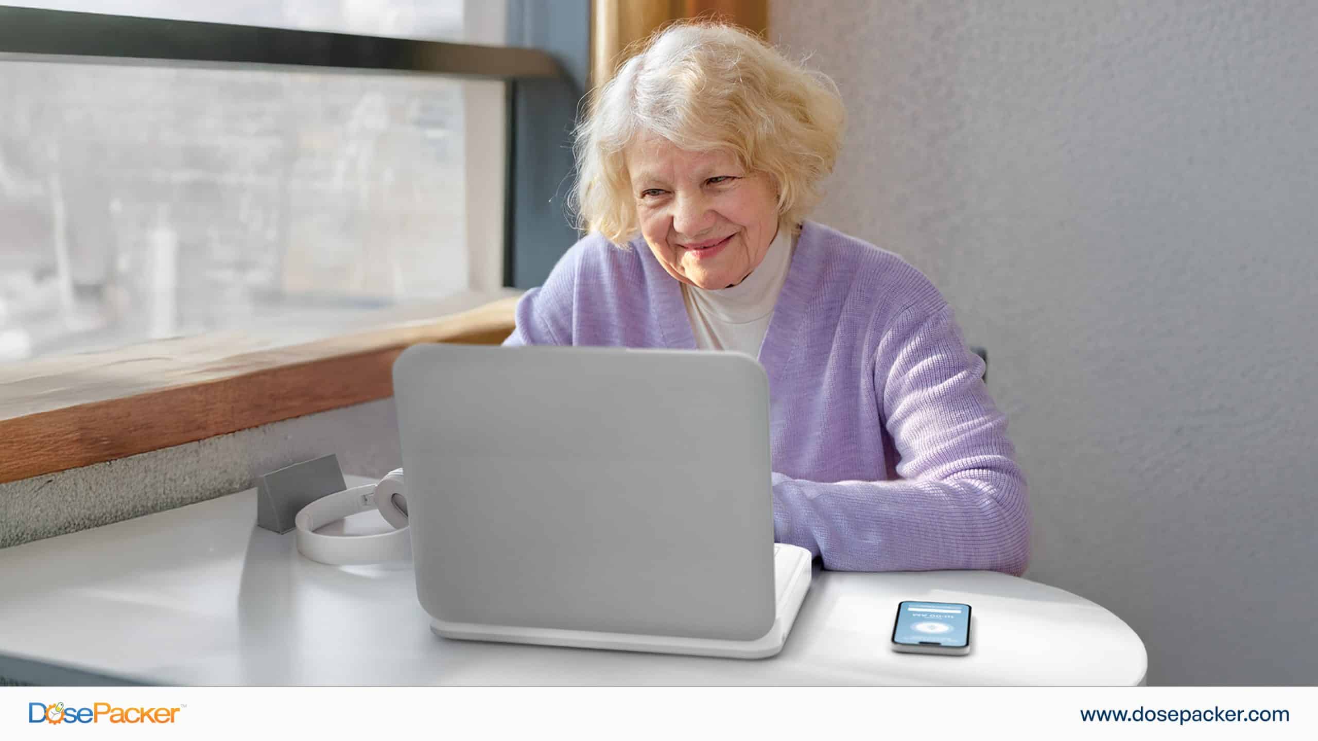 A senior is sorting out what medications she should take for the day.