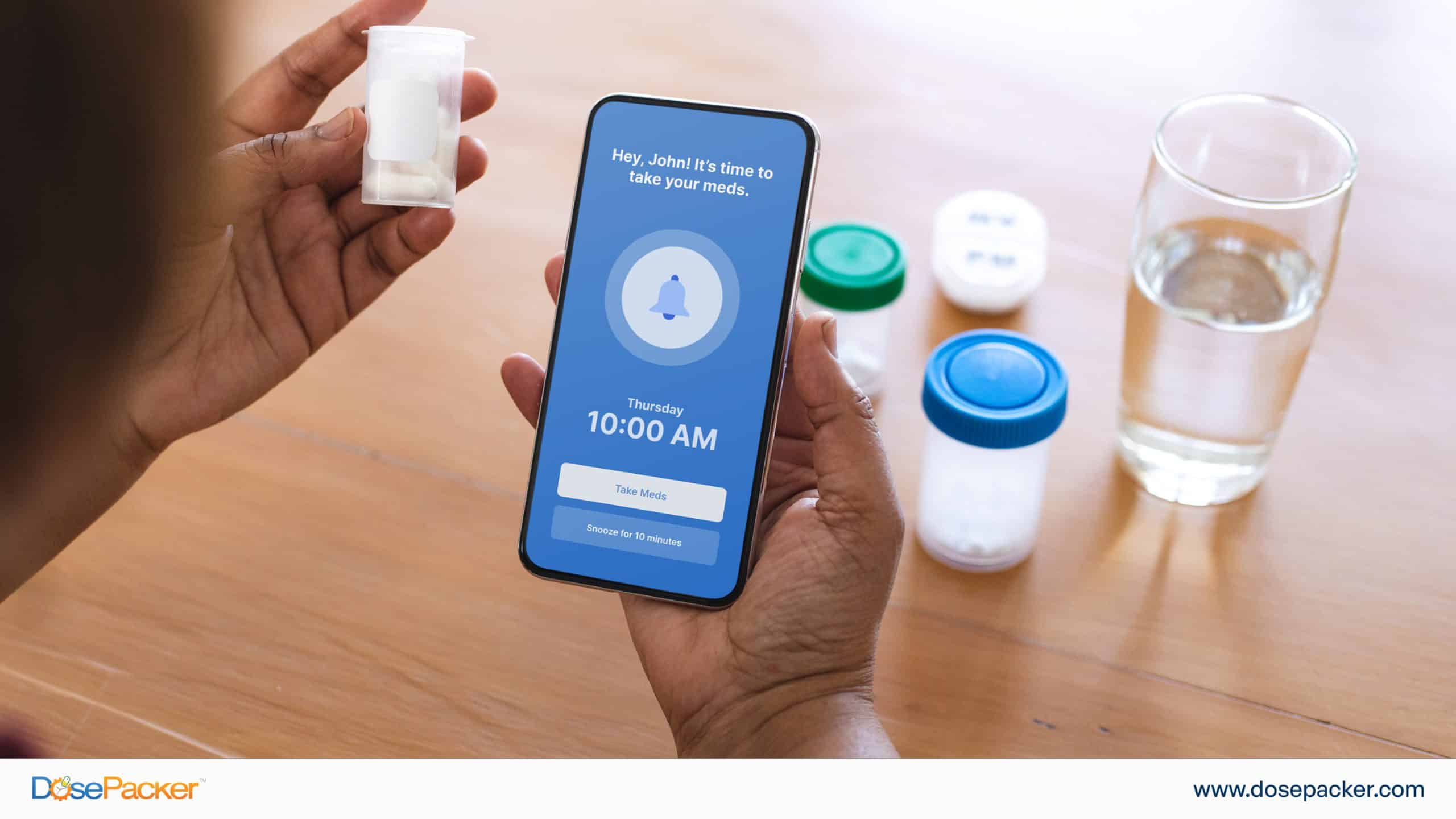 Phone notification with a medication reminder alert